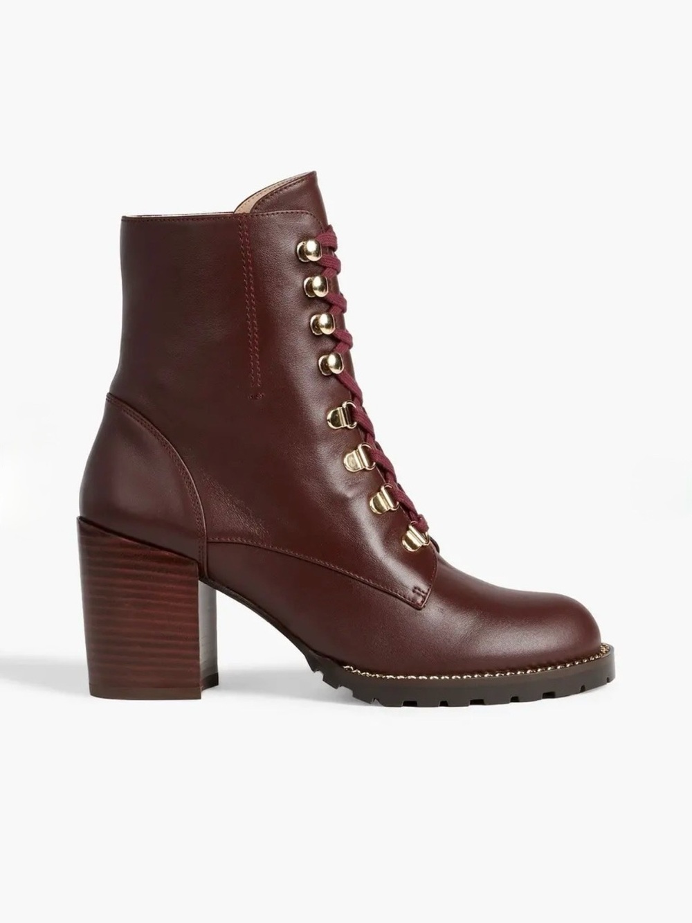 Stuart Weitzman Burgundy Kolbie Lace-Up Leather Ankle Boot NWOT
